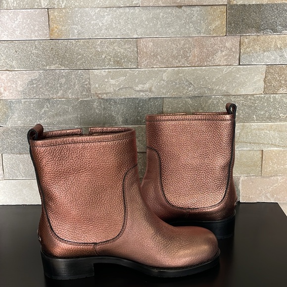 JIMMY CHOO Dondo Rosewood Grainy Calf Leather Biker Boots - Picture 4 of 16